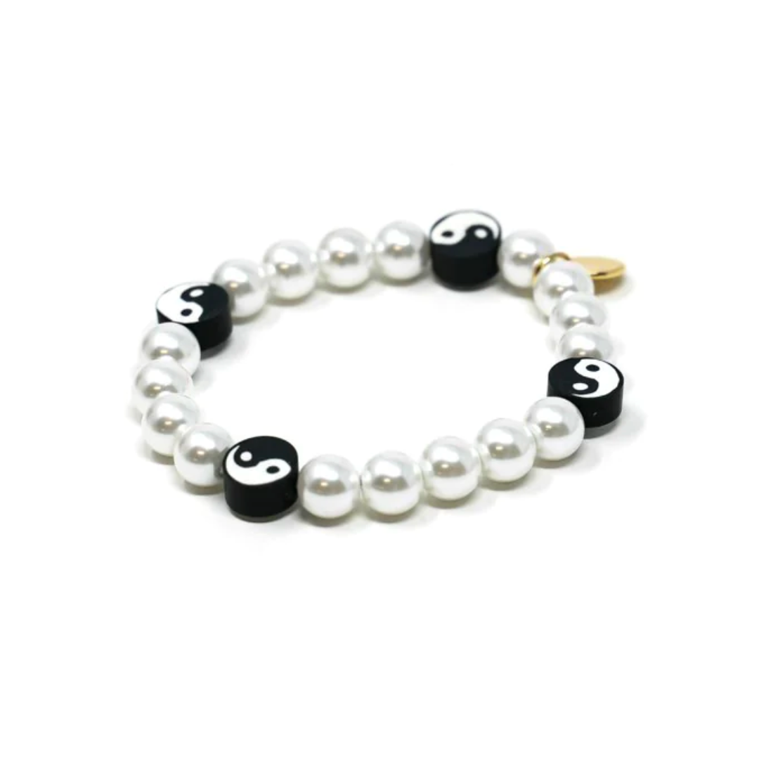 Yin Yang Pearl and Bead Necklace or Bracelet