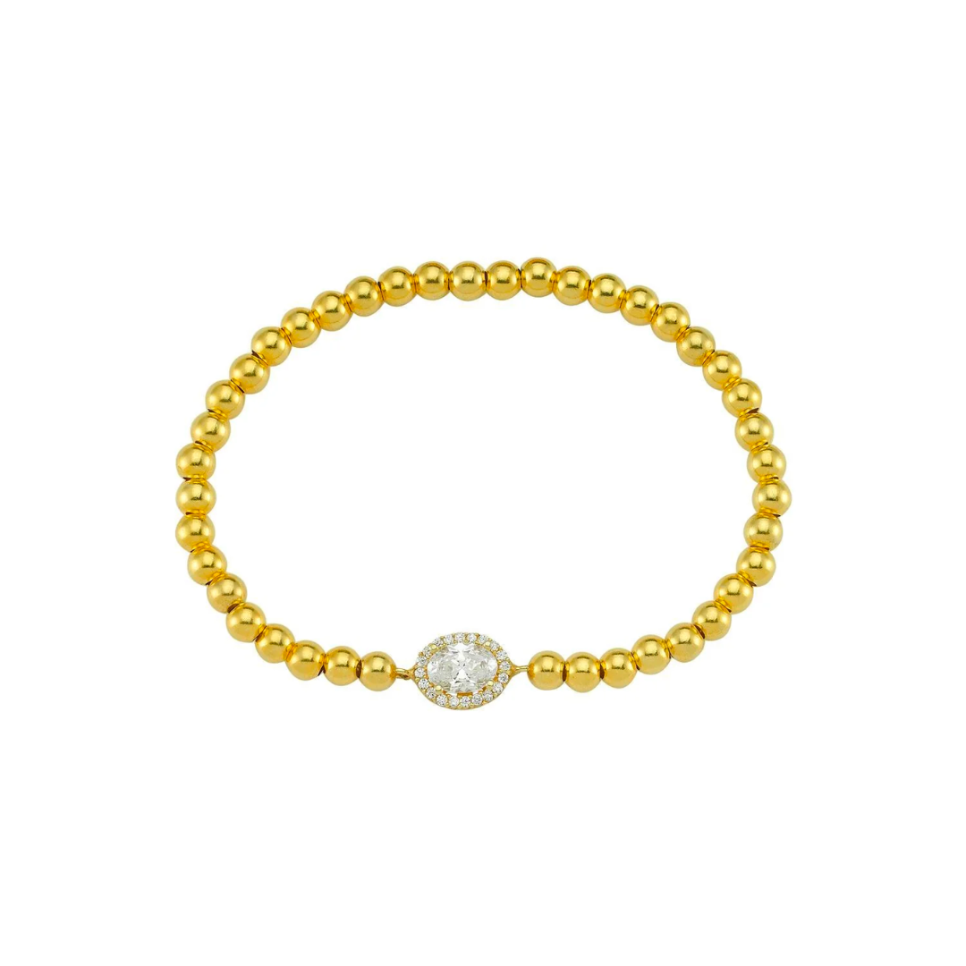 Halo Wrap Crystal Solitaire Beaded Bracelet