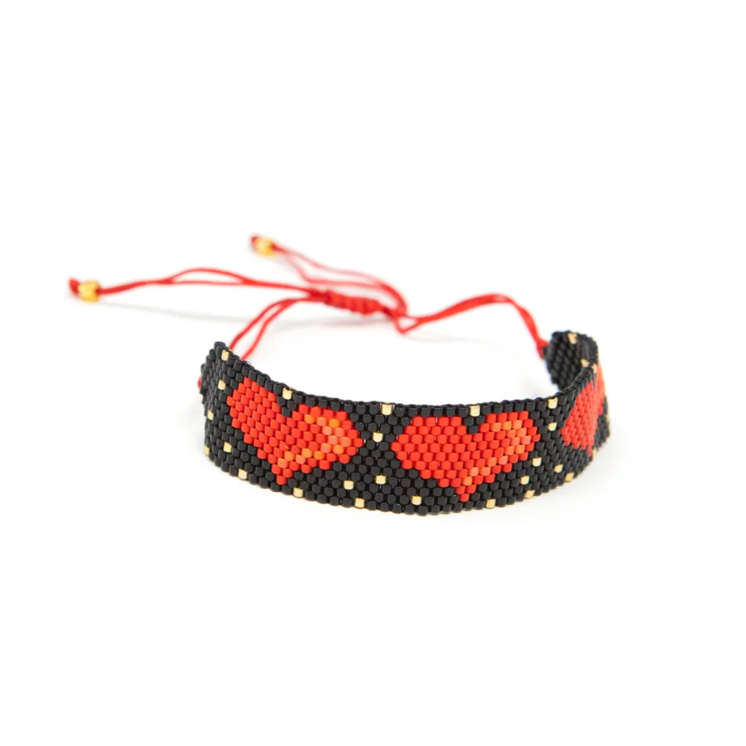 Polka Dot and Heart Beaded Bracelet