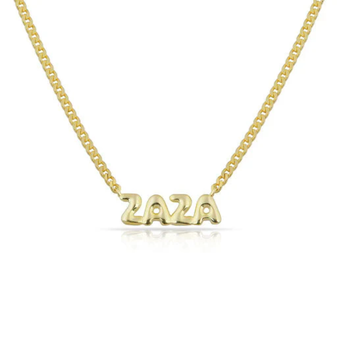 Custom Bubble Letters Nameplate Necklace