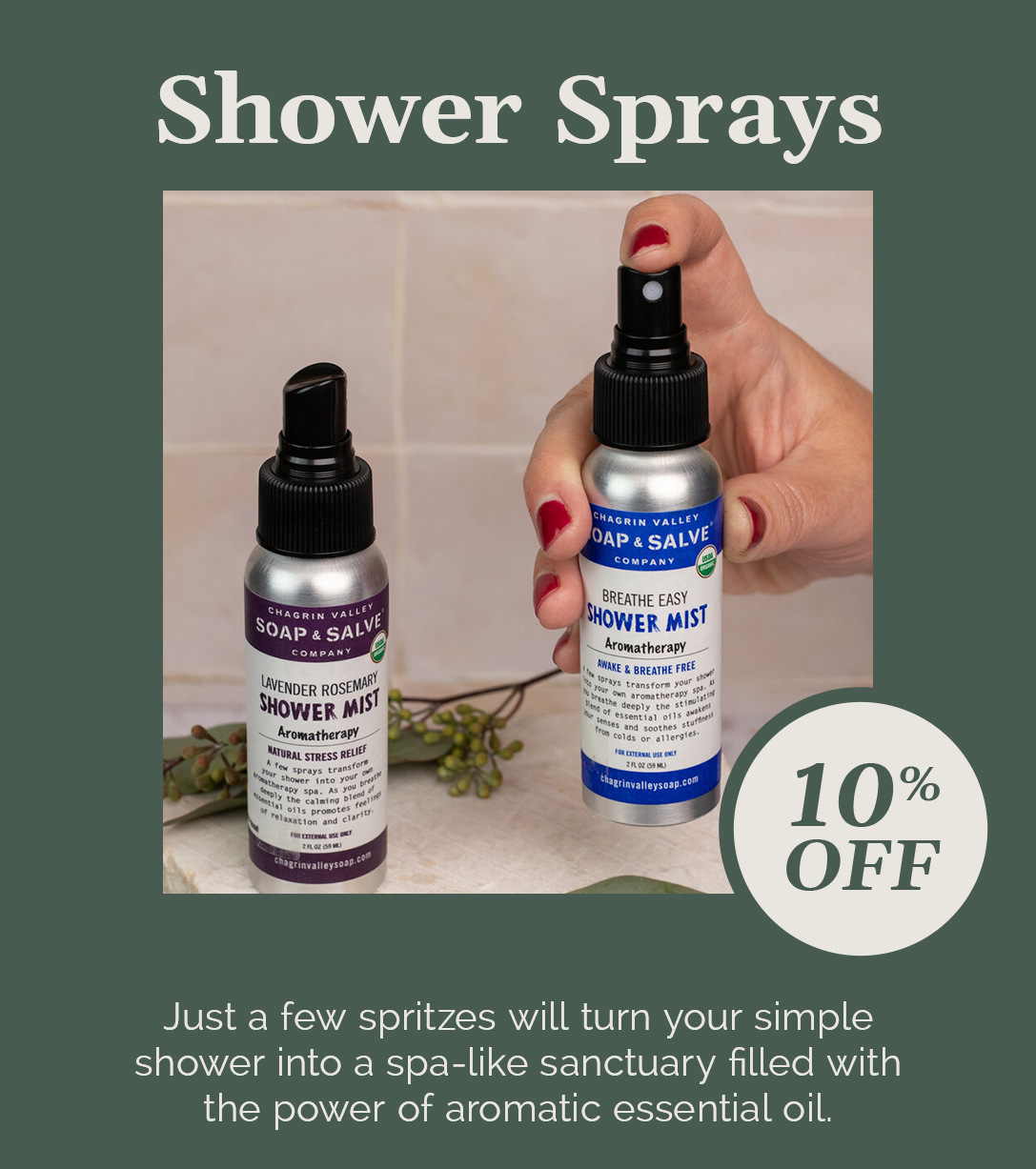 10% Off Shower Sprays